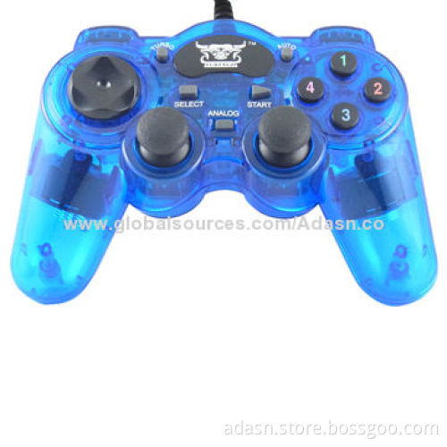 Wired PC USB game joypad with dual shock, various transparent color, factory cheap price
